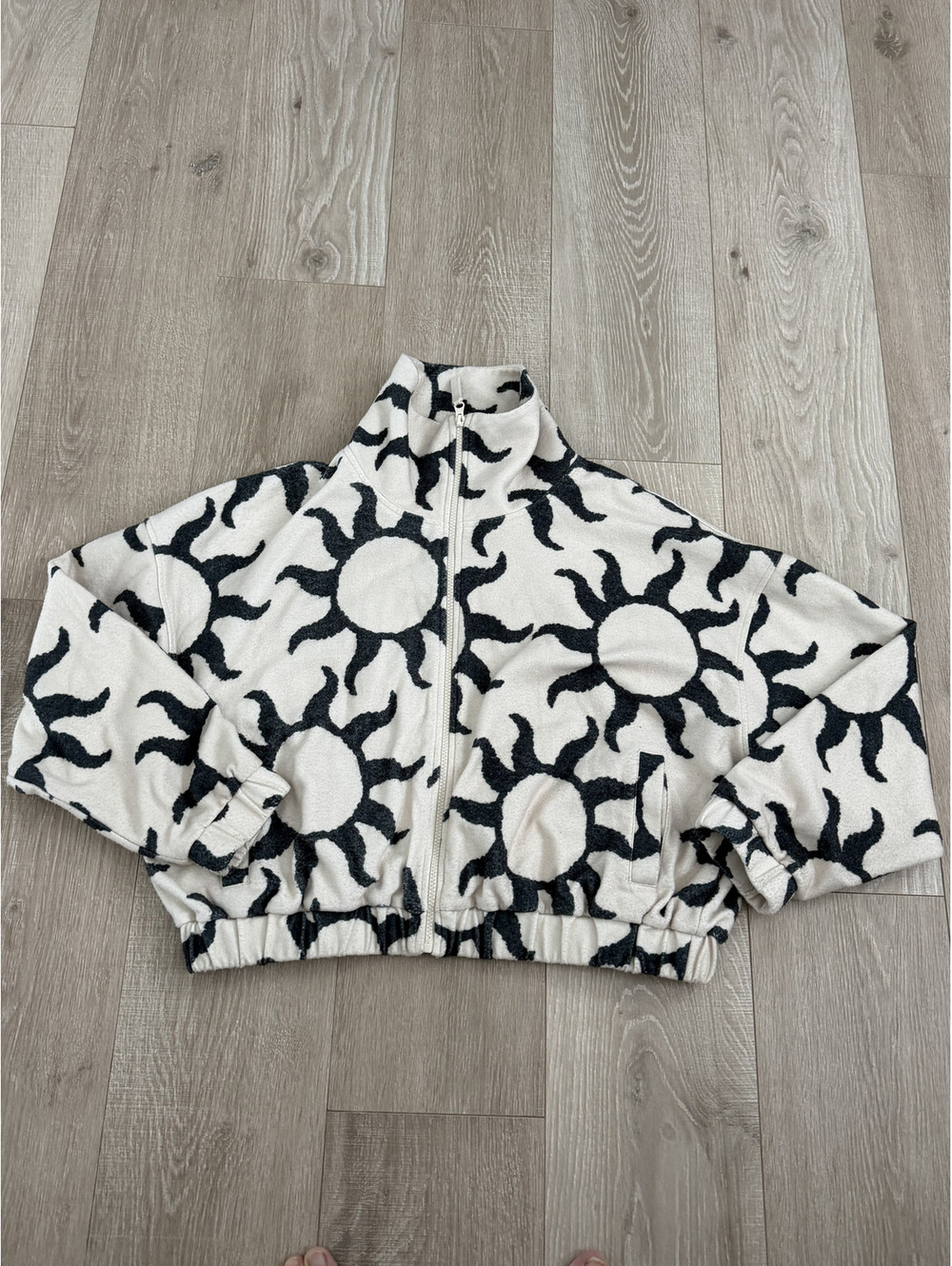 Urban Outfitters Sun Pattern Zip-Up Fleece Jacket